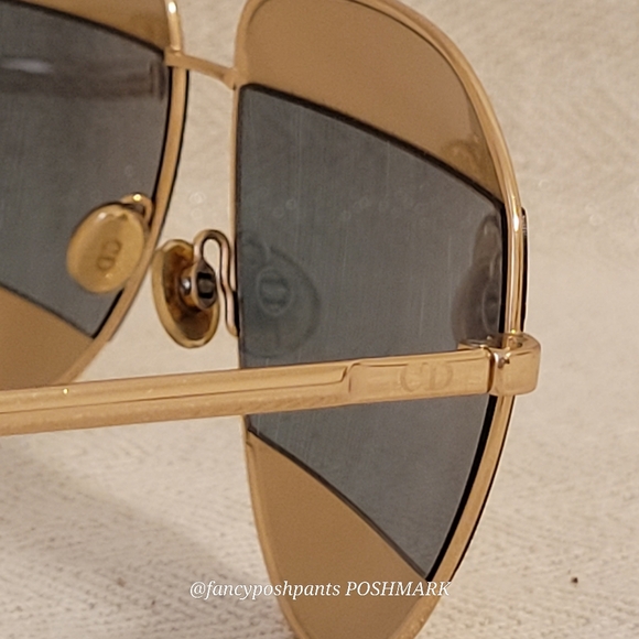 DIOR split aviator gold sunglasses unisex luxury CD logo - Picture 11 of 17